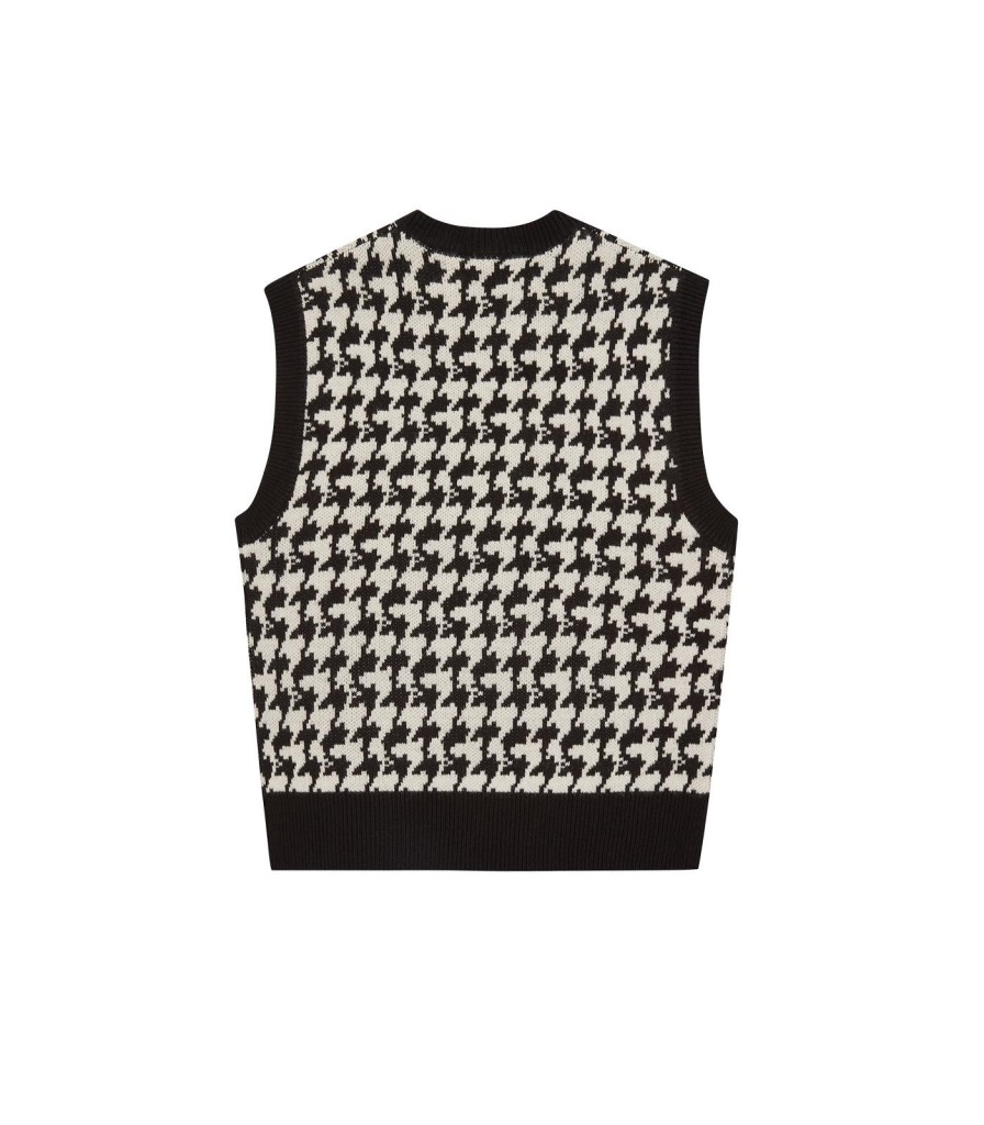 ICECREAM Pre-Spring '24 Knitwear | Houndstooth Knitted Vest - Black And White