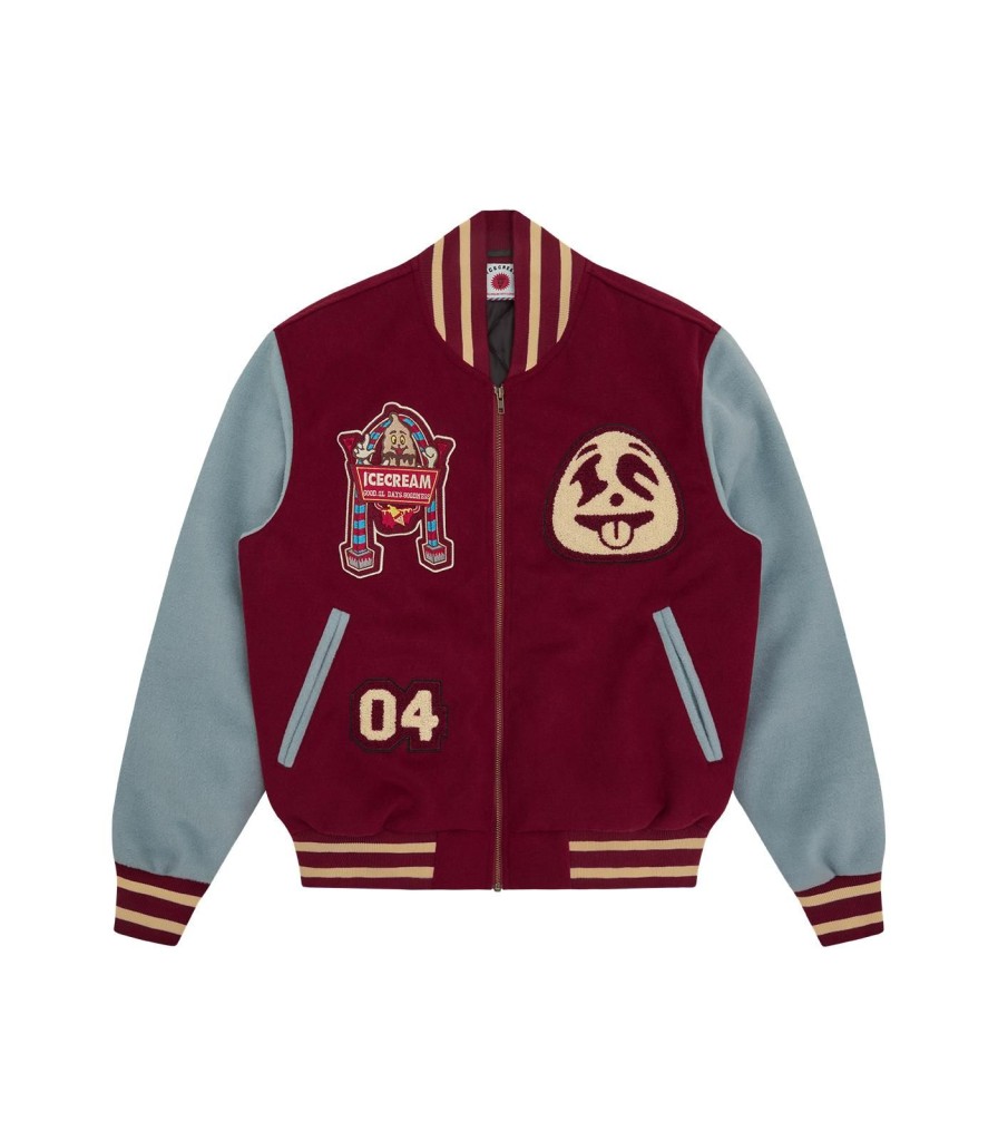 ICECREAM Spring '24 Outerwear | Diner Team Varsity Jacket - Burgundy