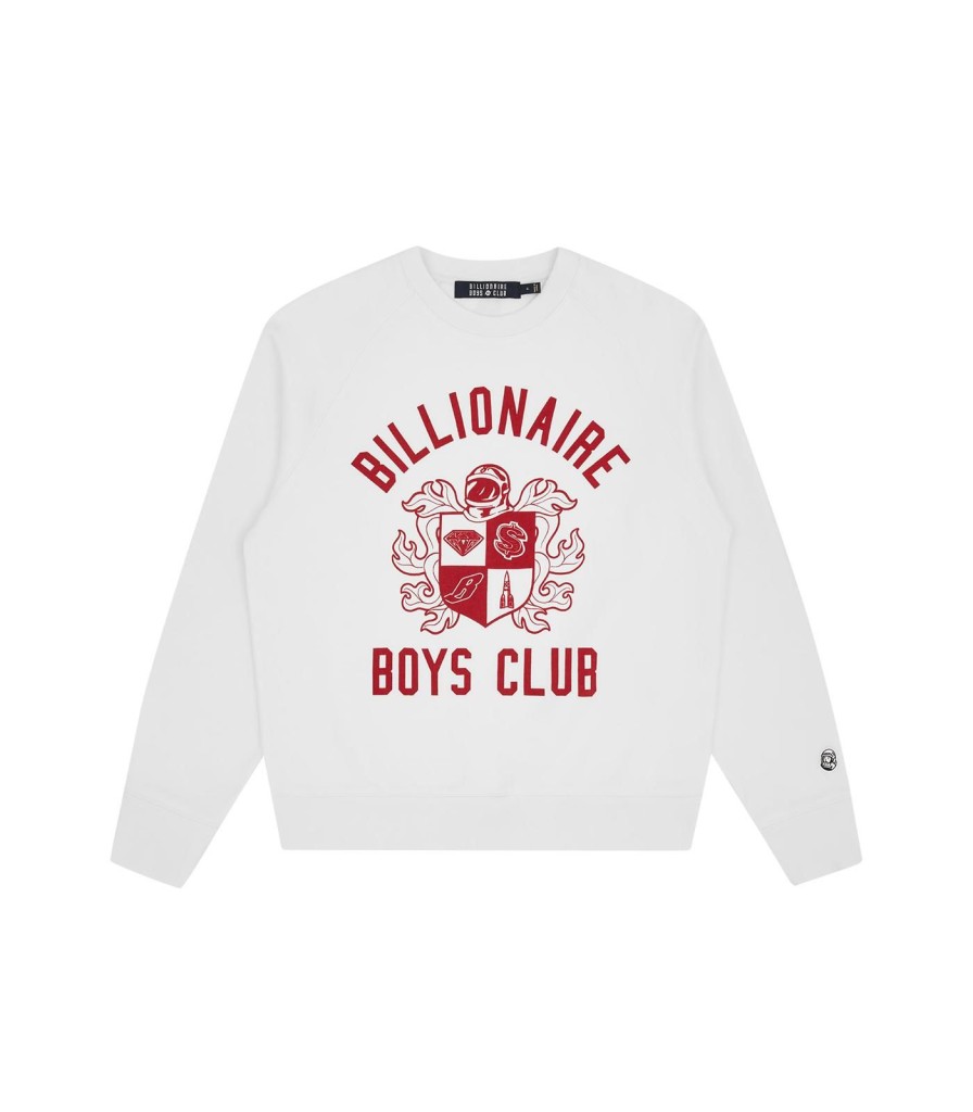 Billionaire Boys Club Spring '24 Sweatshirts | Crest Logo Crewneck - White