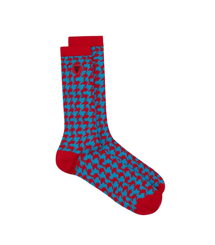 ICECREAM Pre-Spring '24 Accessories | Houndstooth Socks - Blue/Red