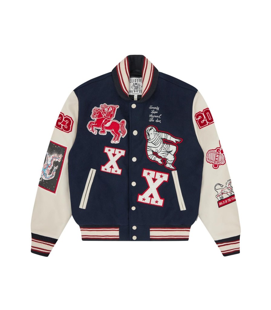 Billionaire Boys Club 20th Anniversary Outerwear | 20Th Anniversary Leather Sleeve Varsity Jacket