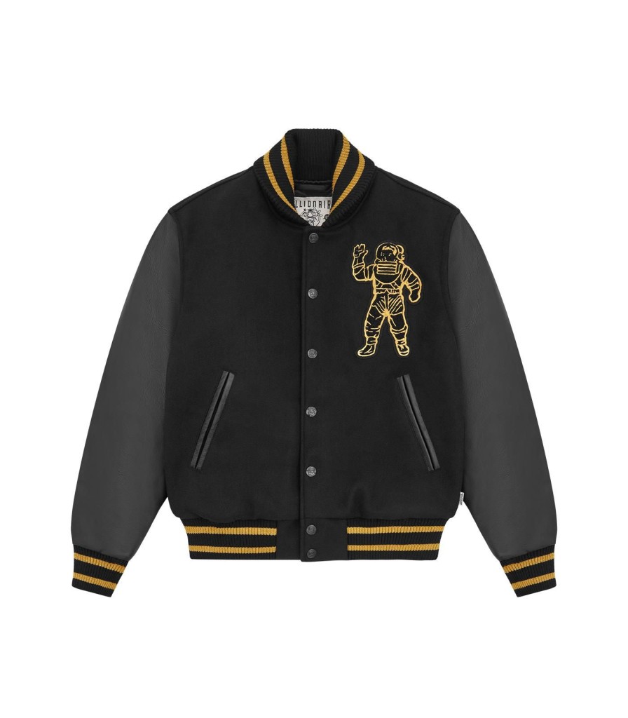 SELFRIDGES GLITTER PACK Outerwear | Leather Sleeve Varsity Jacket - Black/Gold