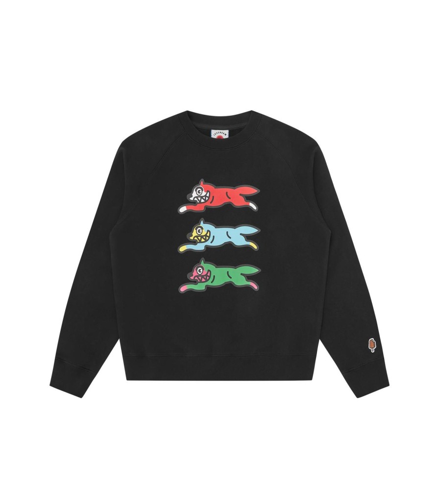 ICECREAM EU EXCLUSIVE Sweatshirts | Triple Running Dog Crewneck - Black