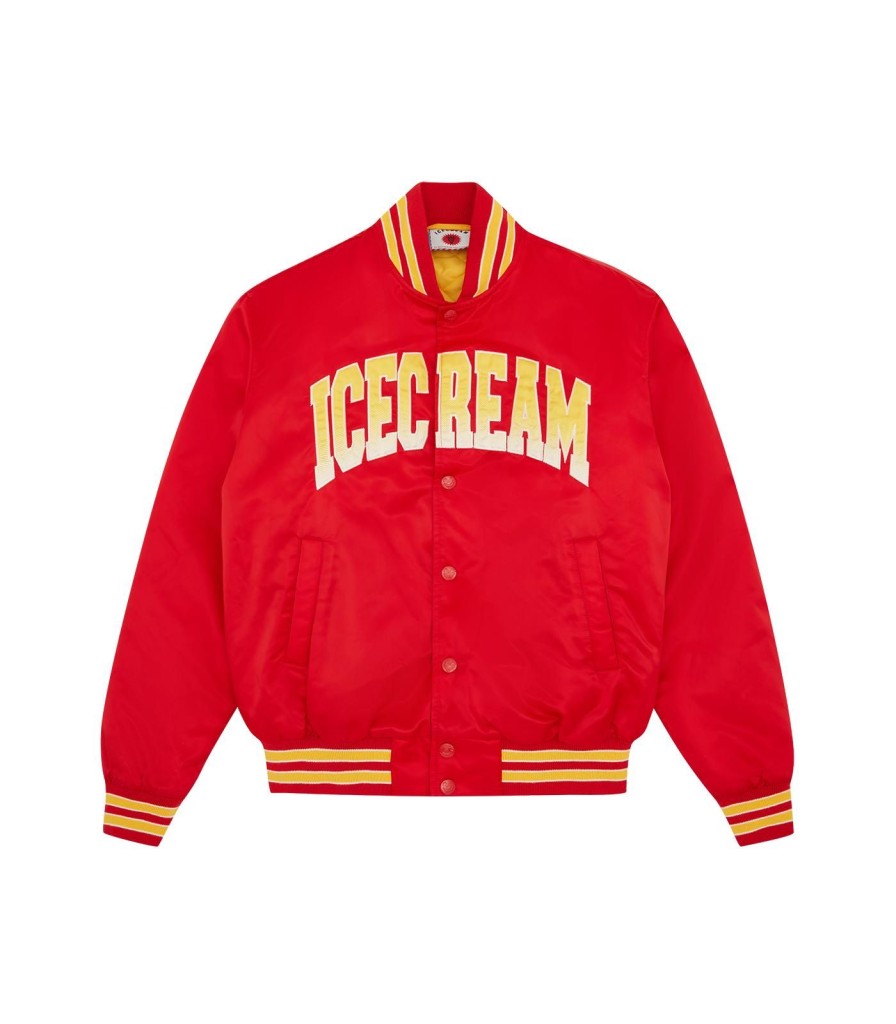 ICECREAM Pre-Spring '24 Outerwear | College Satin Bomber - Red