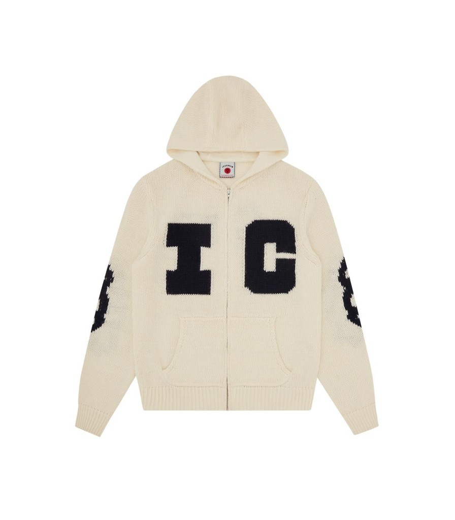 ICECREAM Spring '24 Hoodies | Running Dog Knitted Zip Through - Cream