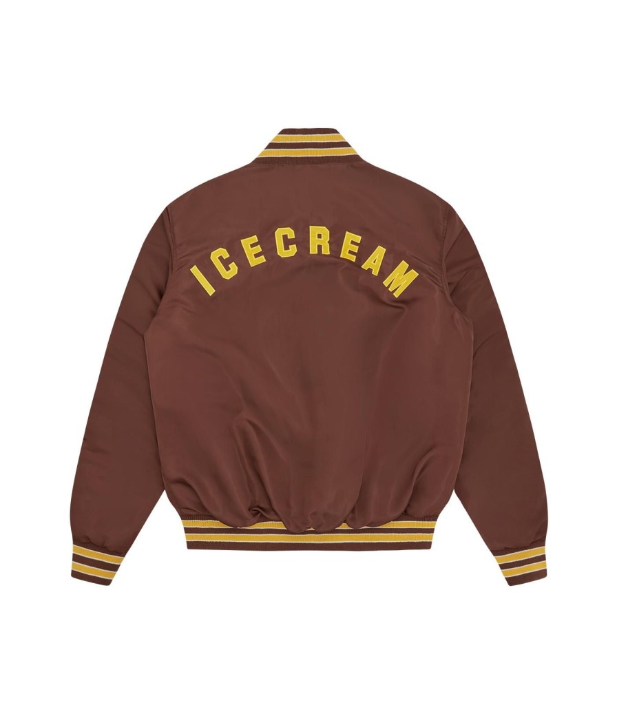 ICECREAM Spring '24 Outerwear | Satin Bomber Jacket - Brown