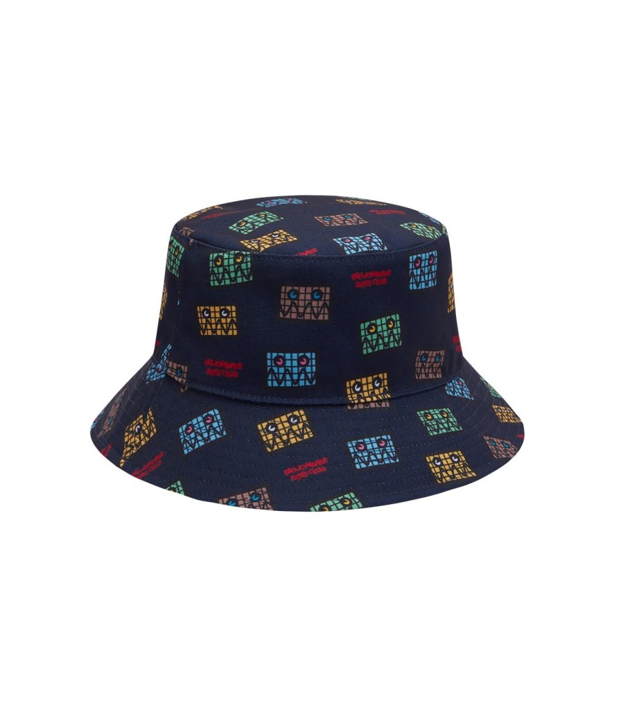 Billionaire Boys Club Kids Kids | Kids Jumble Robot A/O Print Reversible Bucket Hat - Navy/Yellow