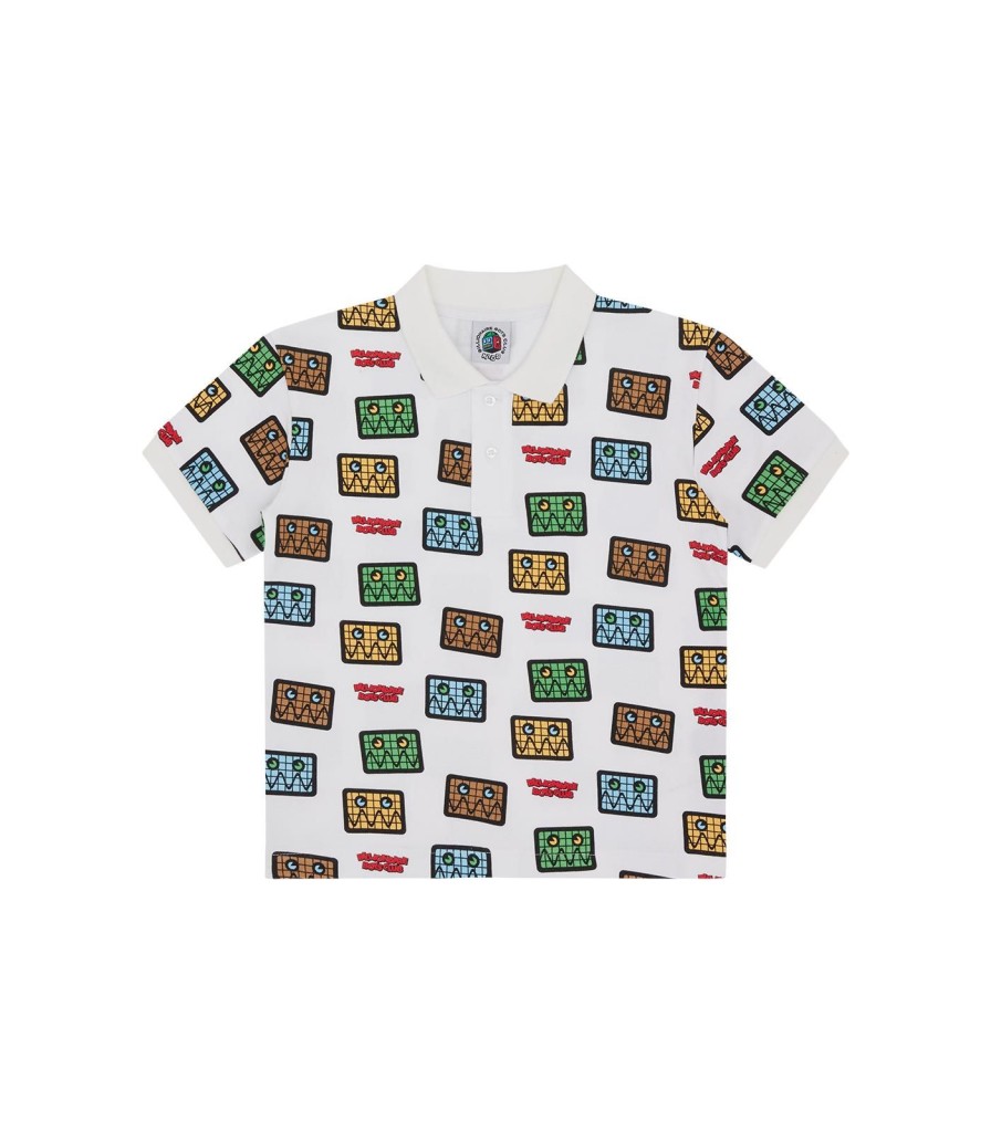 Billionaire Boys Club Kids Kids | Kids Jumble Robot A/O Print Pique Polo Shirt - White