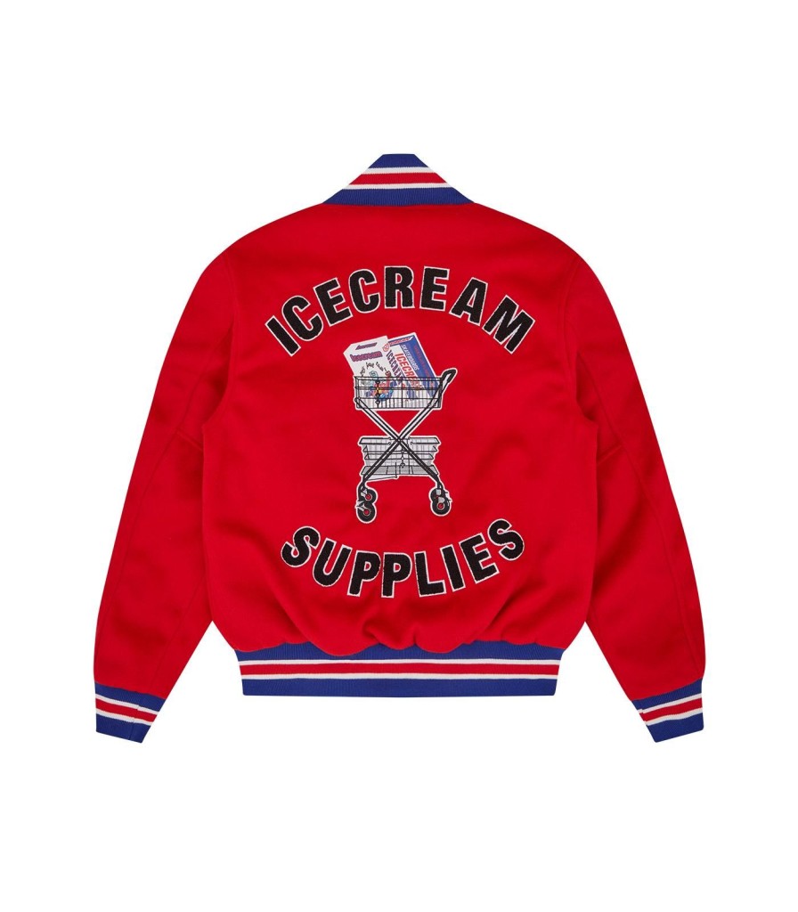 ICECREAM Pre-Spring '24 Outerwear | Icecream Supplies Varsity Jacket - Red