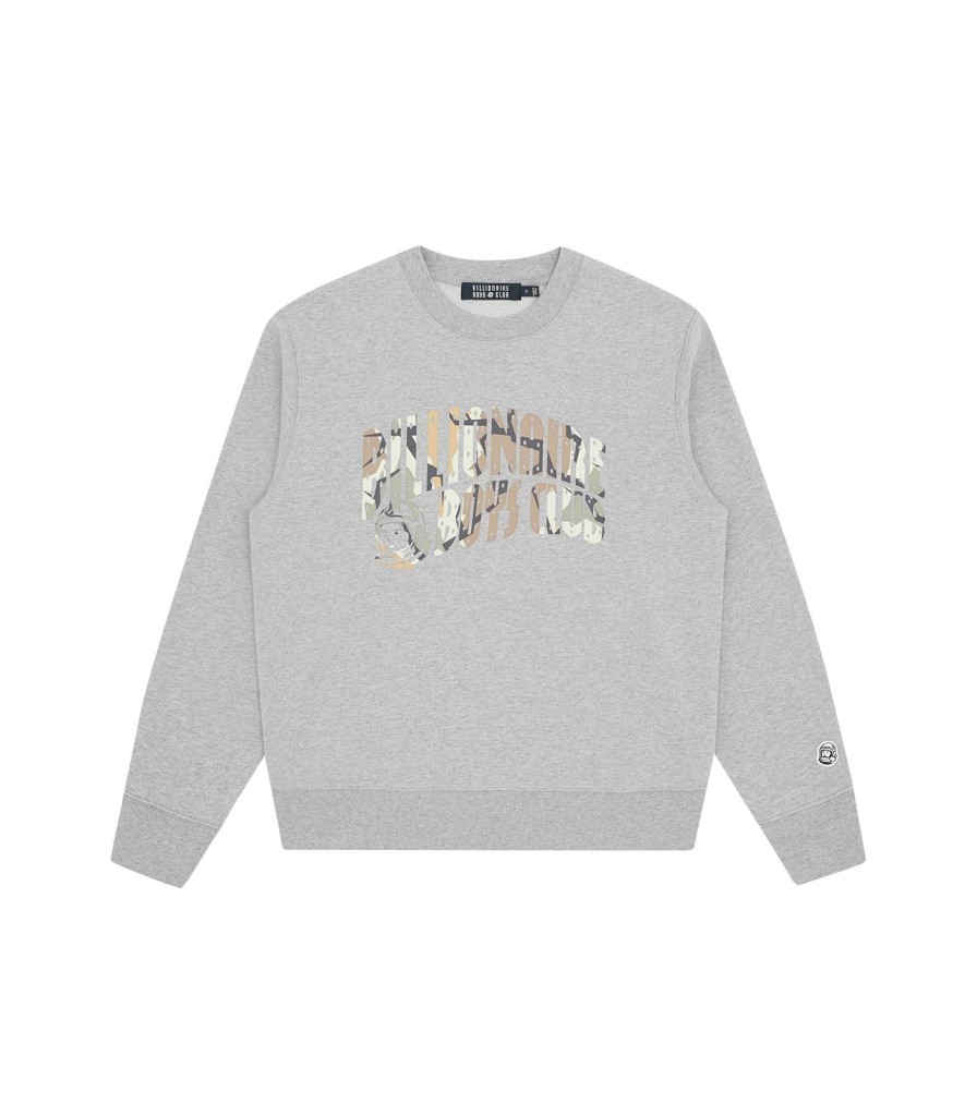 Billionaire Boys Club Spring '24 Sweatshirts | Camo Arch Logo Crewneck - Heather Grey