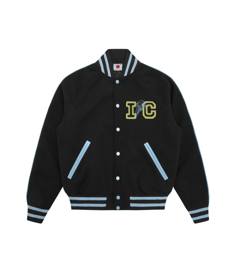 ICECREAM Spring '24 Outerwear | Team Eu Skate Cone Varsity Jacket - Black