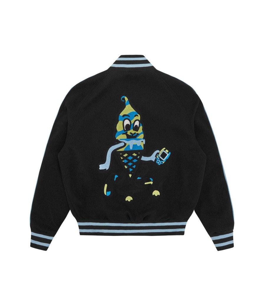 ICECREAM Spring '24 Outerwear | Team Eu Skate Cone Varsity Jacket - Black