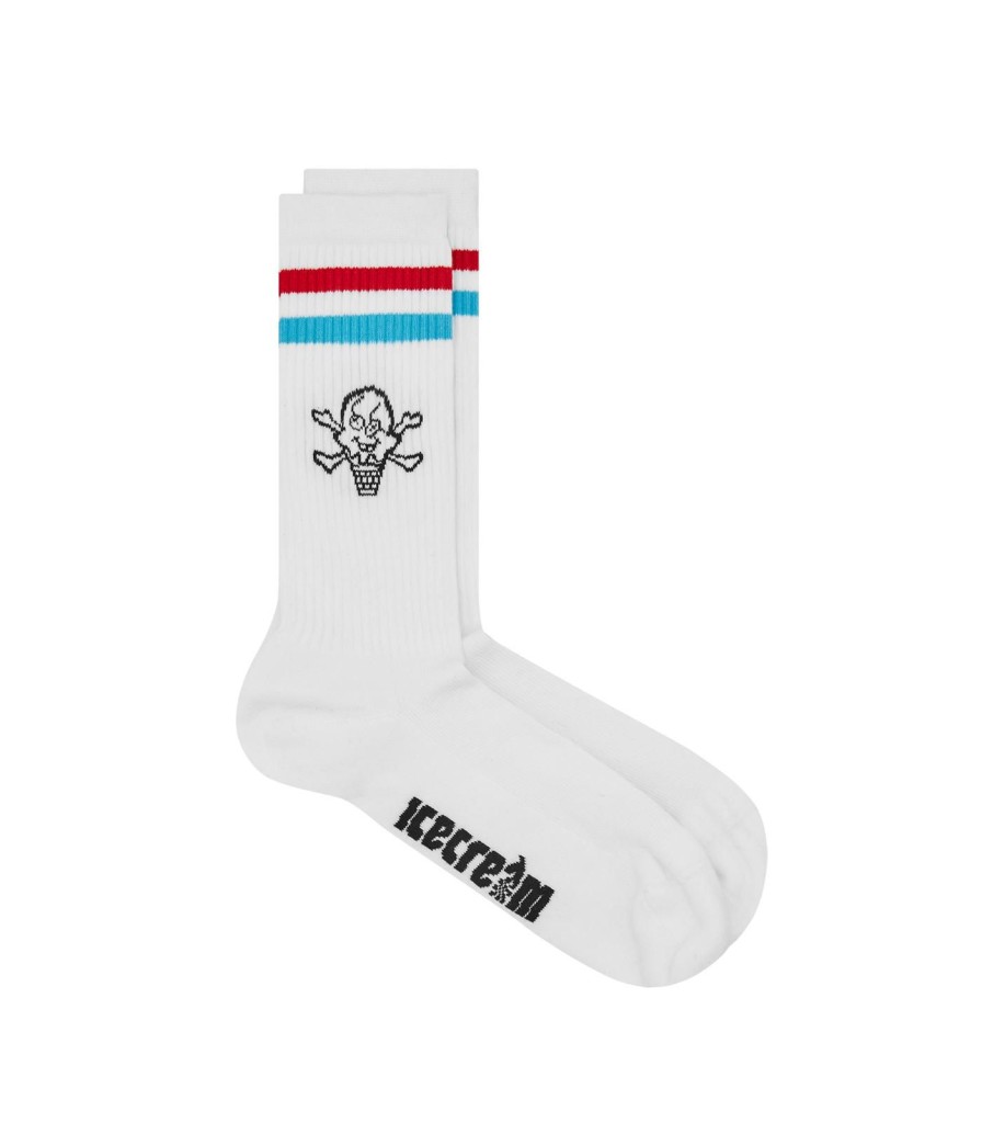 ICECREAM Spring '24 Accessories | Cones And Bones Sports Sock - White