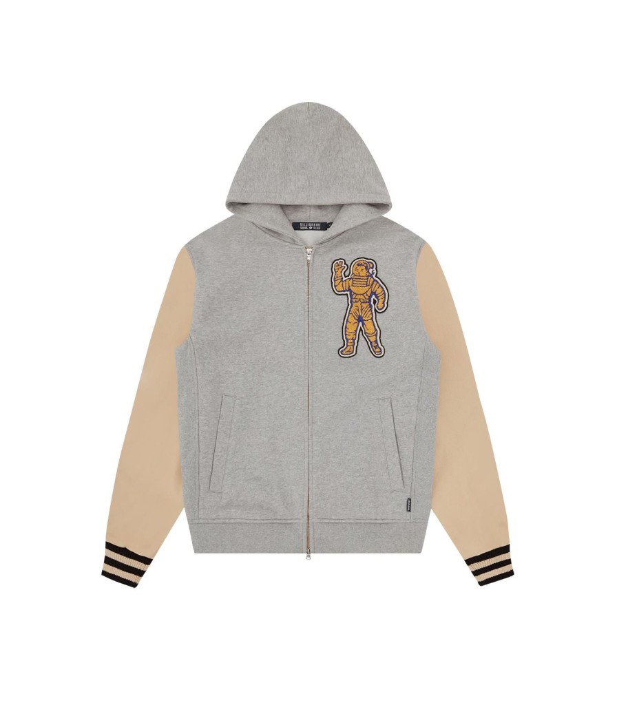 Billionaire Boys Club Spring '24 Hoodies | Standing Astro Leather Sleeve Hoodie - Heather Grey