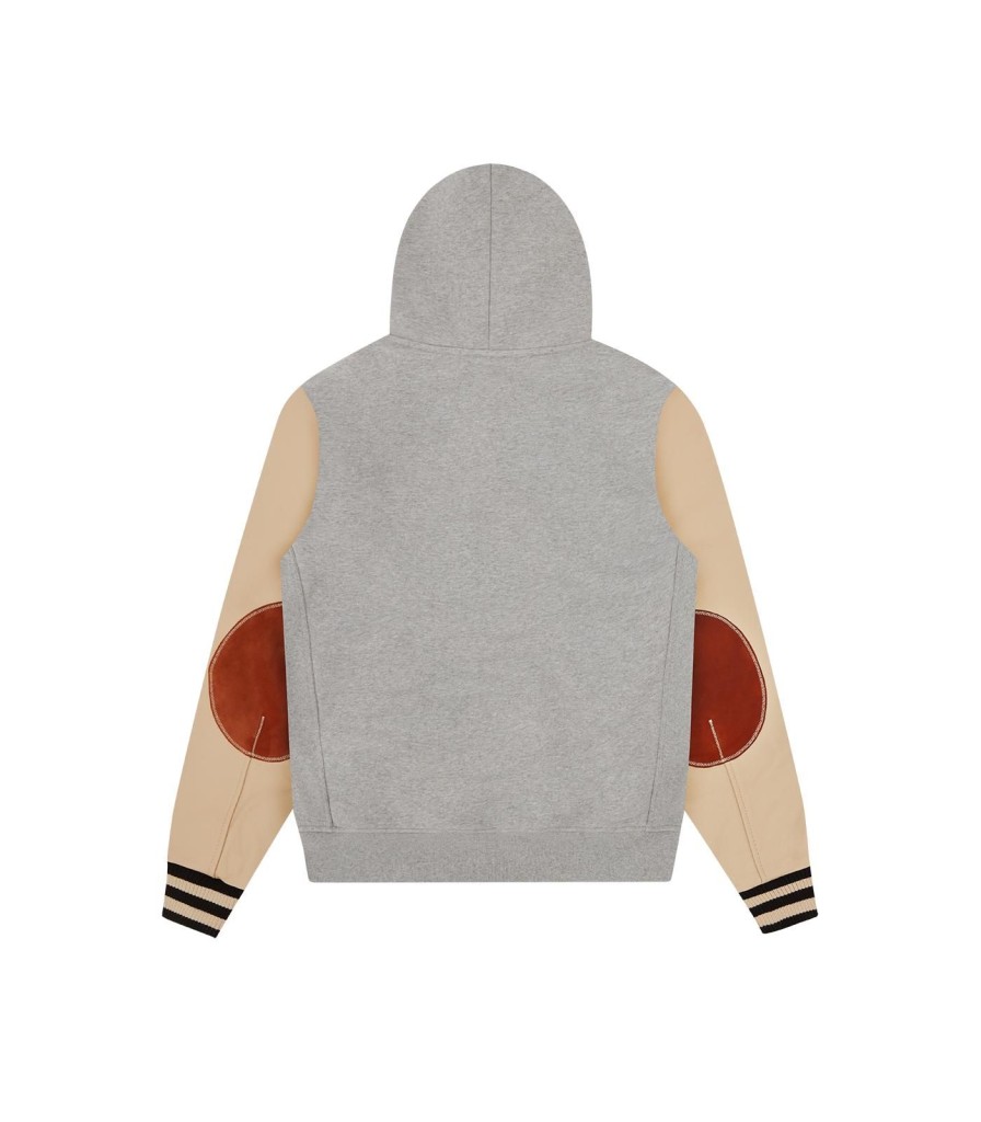 Billionaire Boys Club Spring '24 Hoodies | Standing Astro Leather Sleeve Hoodie - Heather Grey