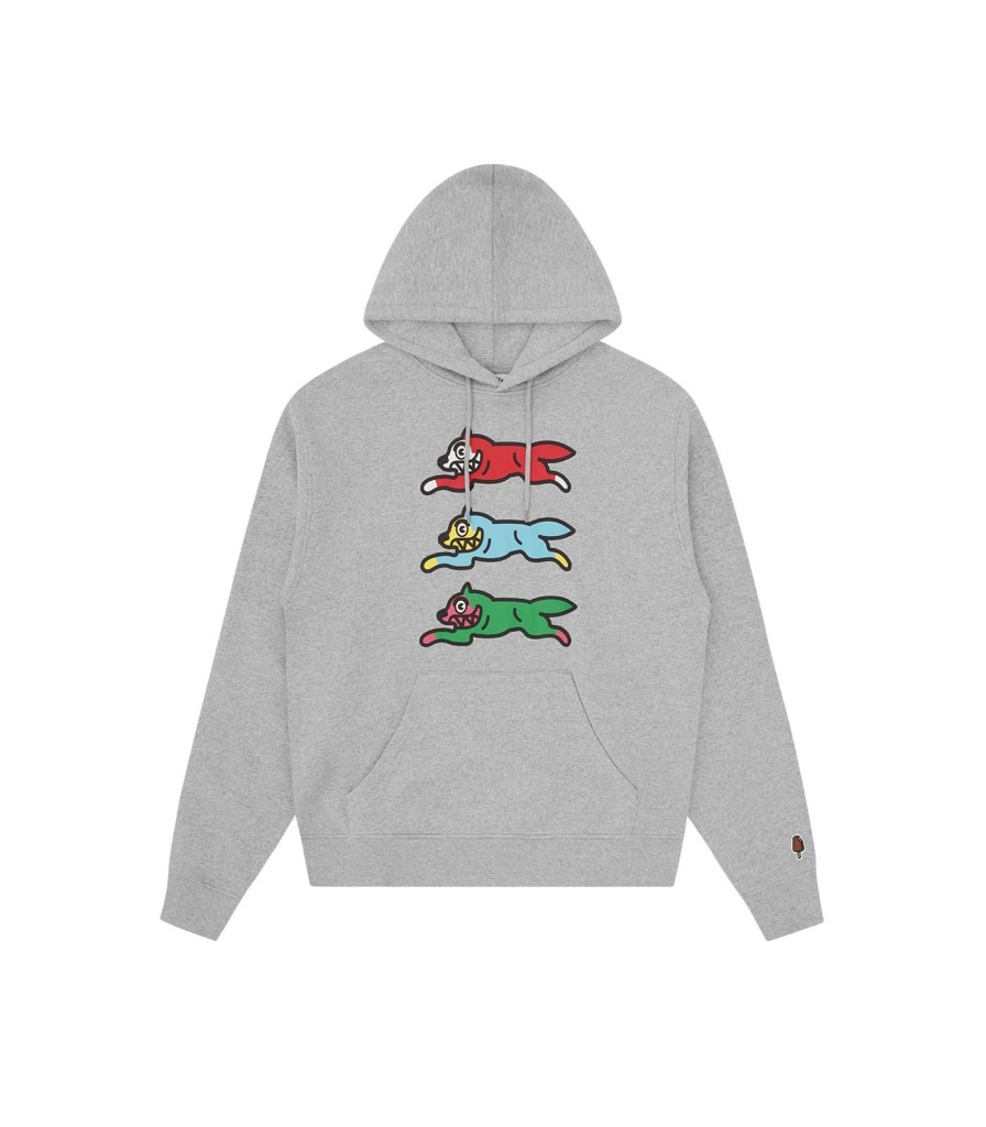 ICECREAM EU EXCLUSIVE Hoodies | Triple Running Dog Popover Hood - Heather Grey