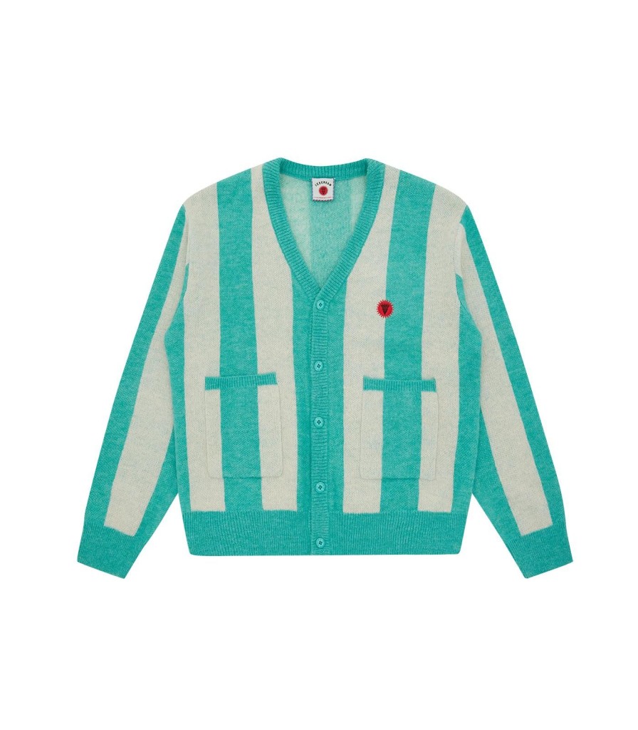 ICECREAM Pre-Spring '24 Knitwear | Striped Knitted Cardigan - Teal Stripe