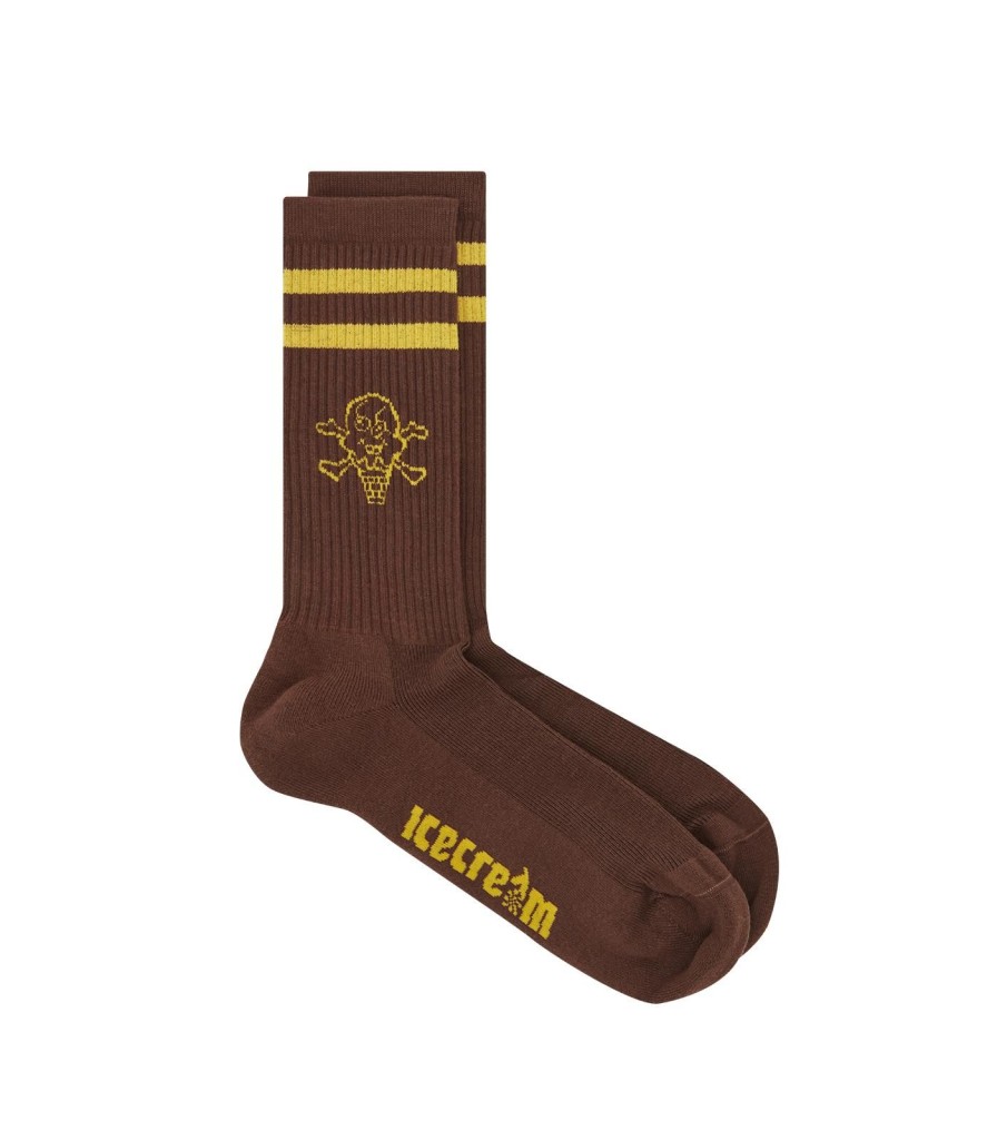 ICECREAM Spring '24 Accessories | Cones And Bones Sports Sock - Brown