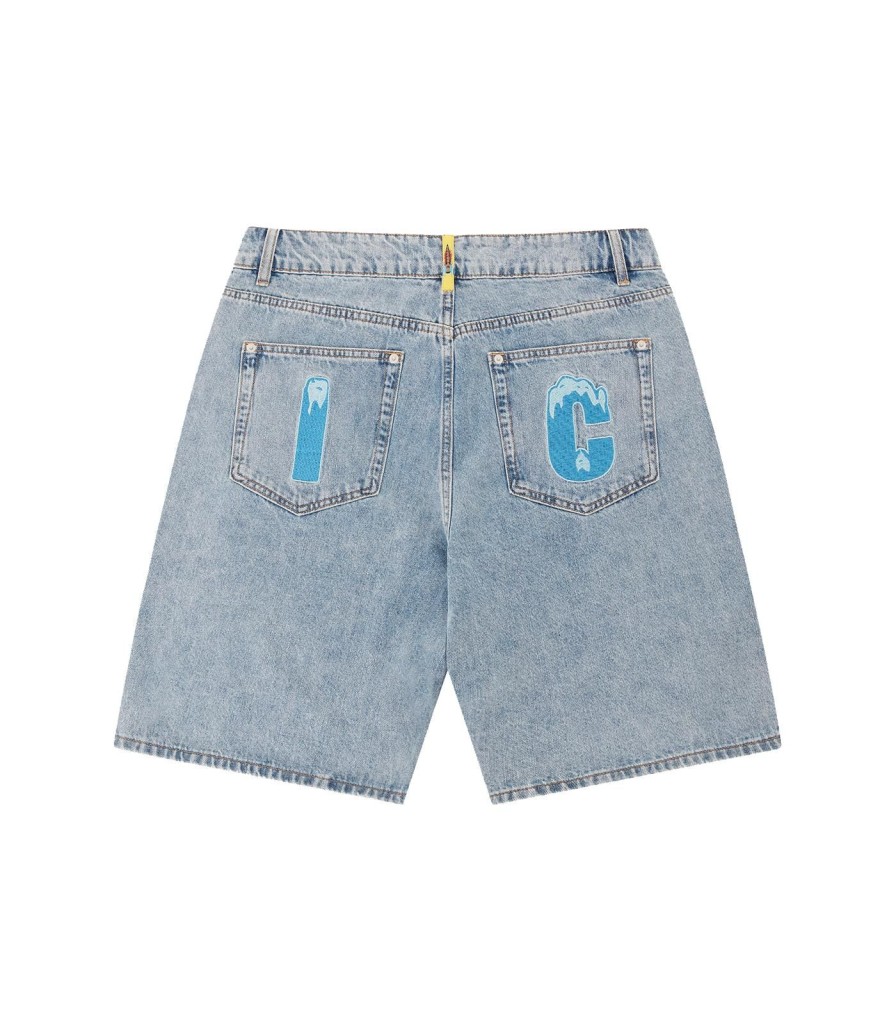 ICECREAM EU EXCLUSIVE Shorts | Running Dog Denim Shorts - Heavy Wash Blue