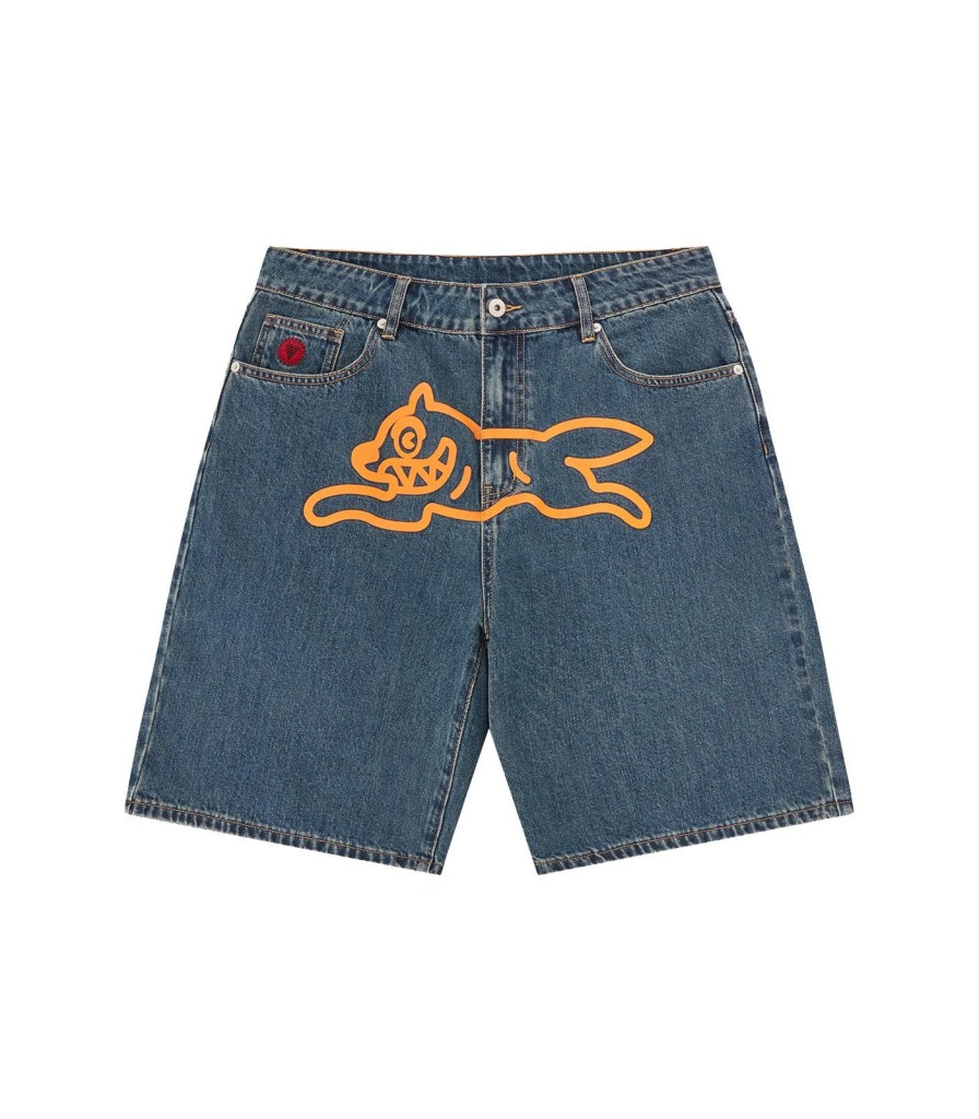 ICECREAM EU EXCLUSIVE Shorts | Running Dog Denim Shorts - Mid Wash Blue