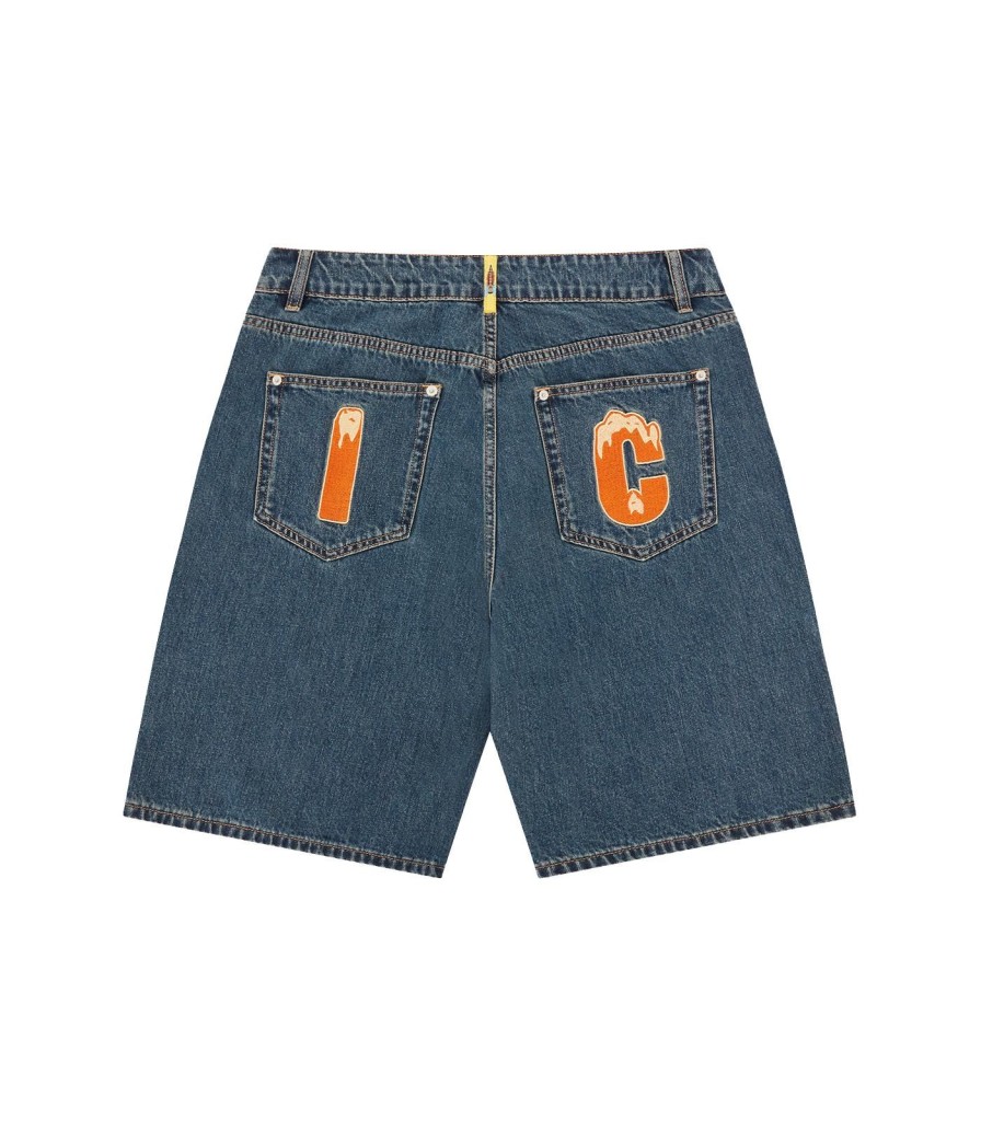 ICECREAM EU EXCLUSIVE Shorts | Running Dog Denim Shorts - Mid Wash Blue