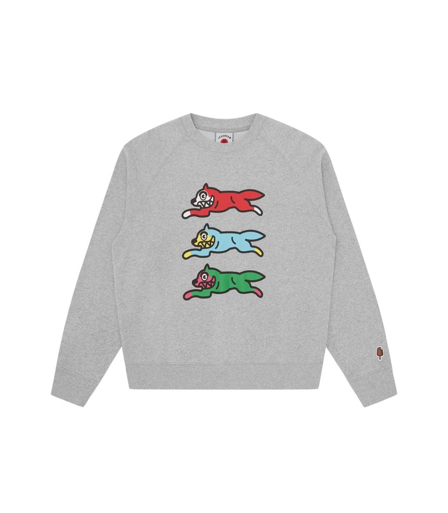 ICECREAM EU EXCLUSIVE Sweatshirts | Triple Running Dog Crewneck - Heather Grey