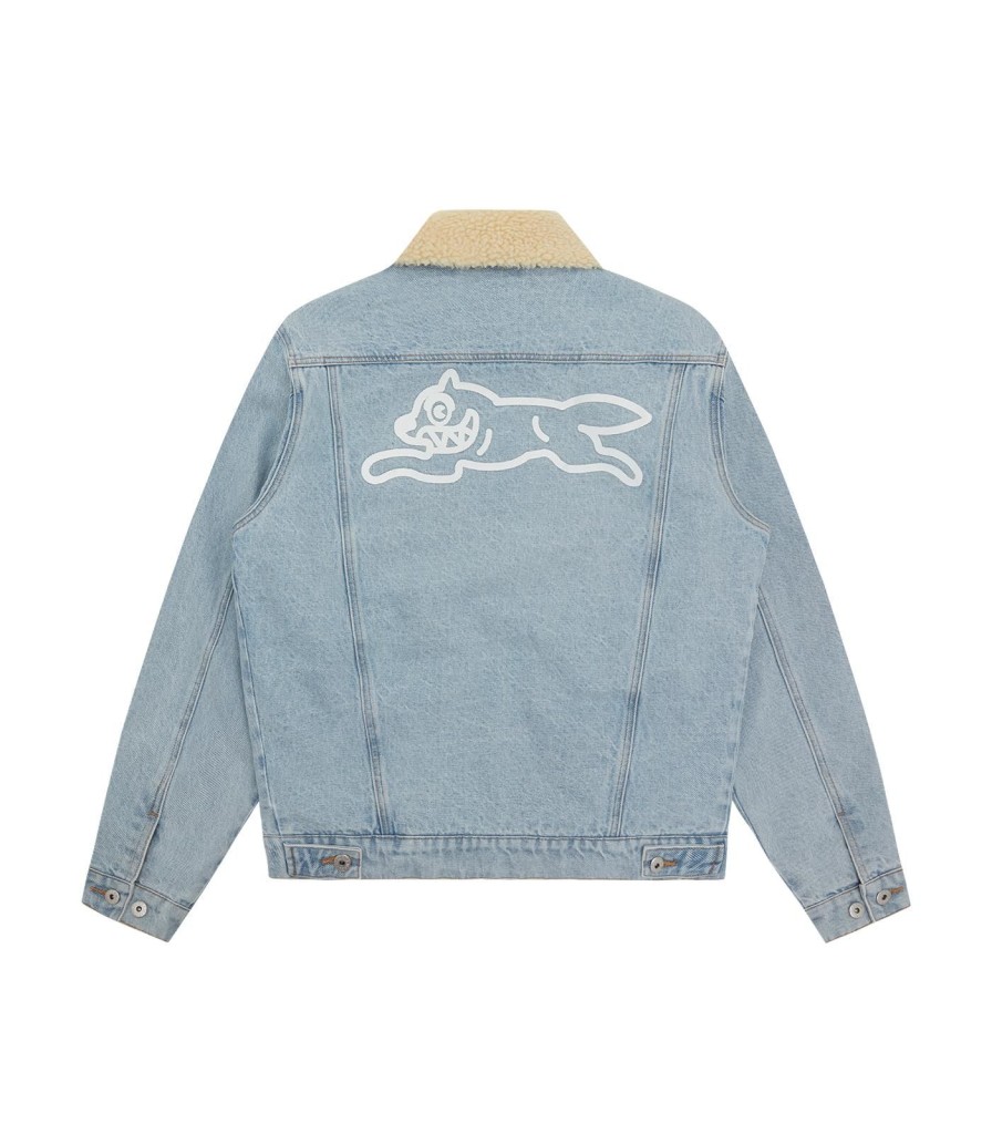 ICECREAM RUNNING DOG DENIM Outerwear | Running Dog Sherpa Trucker Jacket - Heavy Wash Blue