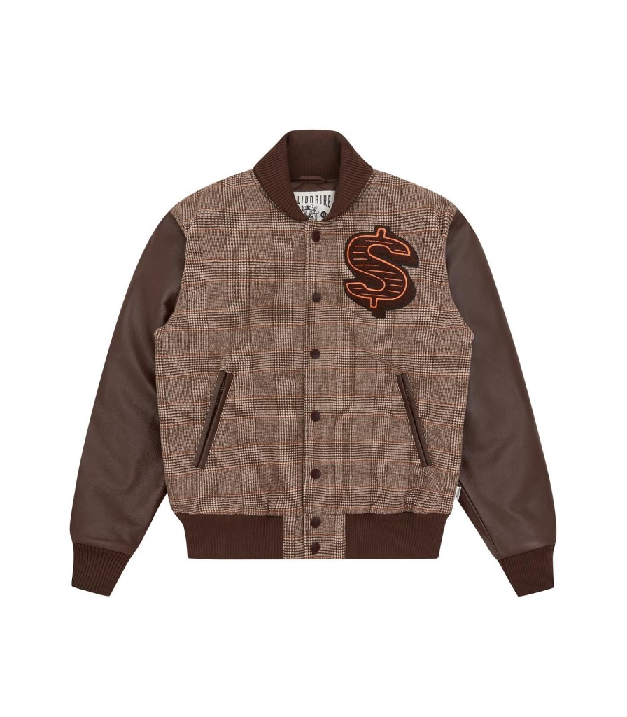 Billionaire Boys Club Pre-Spring '24 Outerwear | Leather Sleeve Varsity Jacket - Brown