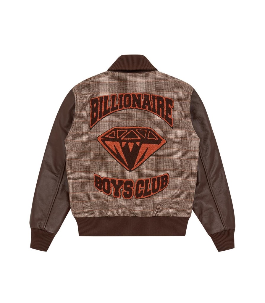 Billionaire Boys Club Pre-Spring '24 Outerwear | Leather Sleeve Varsity Jacket - Brown